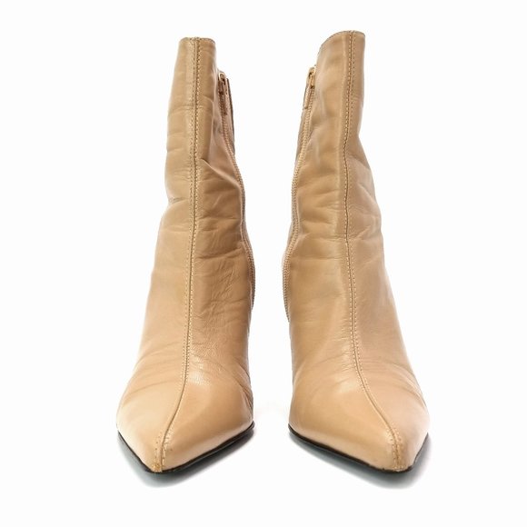 Women's Soft Tan Brazilian Leather Ankle Boots With Stiletto Heels - Picture 4 of 7